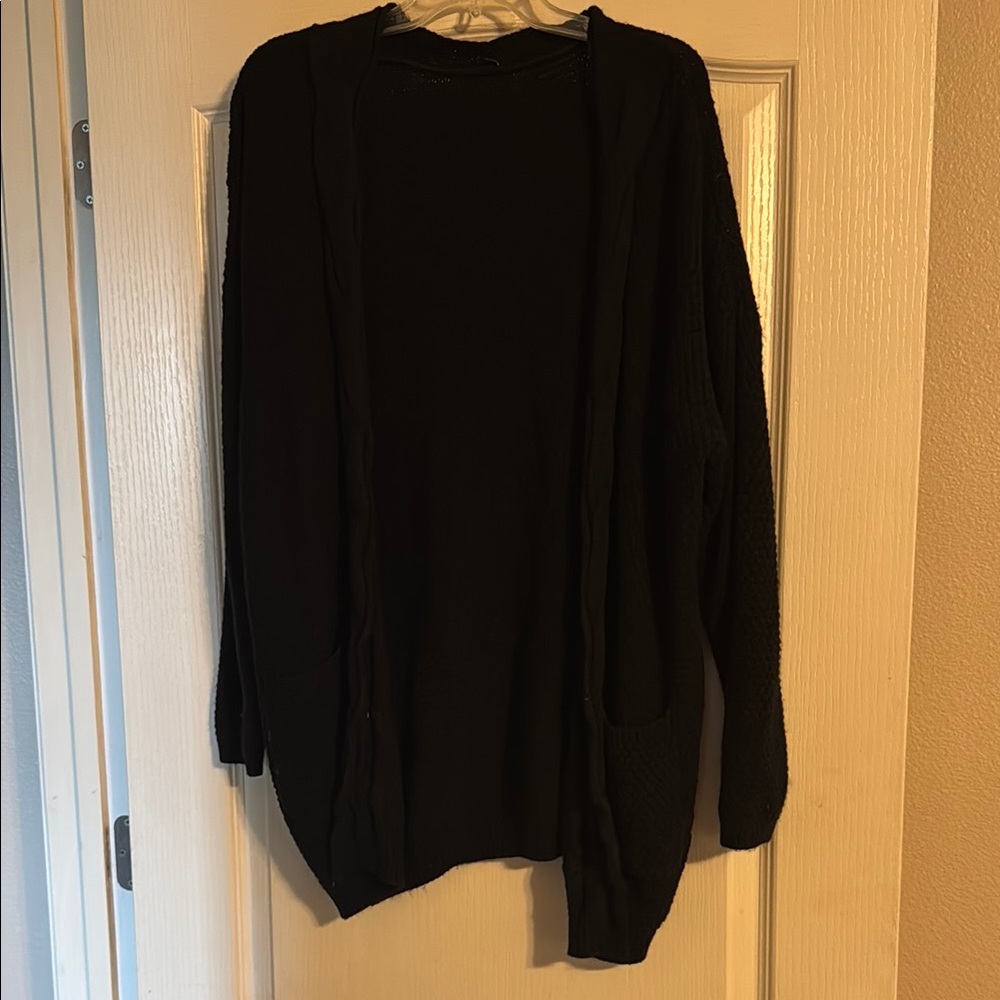 Black Knit Cardigan with Relaxed Fit